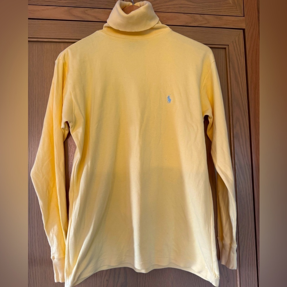 Ralph Lauren 90's Soft Yellow Turtleneck Cotton Preppy Logo Pony / large